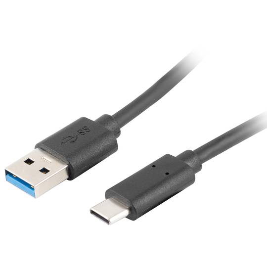 Cable USB C a USB A 3.2 Gen 1 (3.1 Gen 1) 1,8 m negro de Lanberg CA-USBO-31CU-0018-BK
