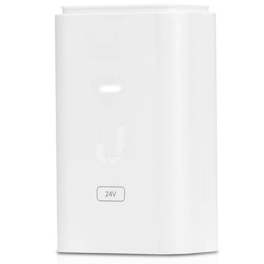 Zasilacz lub adapter wtryskiwacza PoE firmy Ubiquiti Networks model POE-24-7W-G-WH ISP 24 V z 7 W przy 0,3 A Giga Biały
