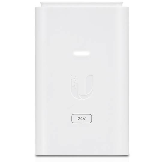 Zasilacz lub adapter wtryskiwacza PoE firmy Ubiquiti Networks model POE-24-7W-G-WH ISP 24 V z 7 W przy 0,3 A Giga Biały