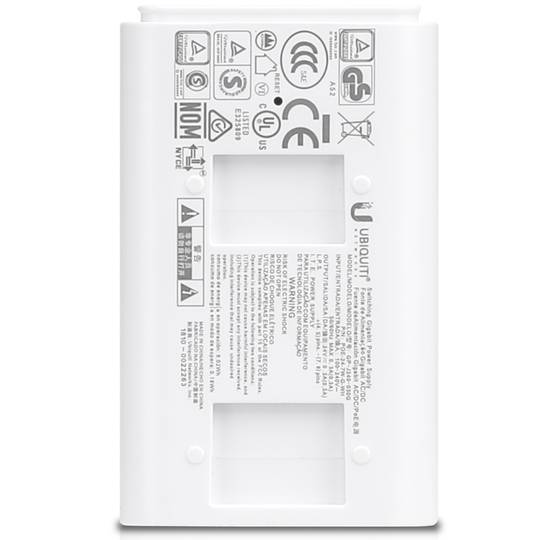 Zasilacz lub adapter wtryskiwacza PoE firmy Ubiquiti Networks model POE-24-7W-G-WH ISP 24 V z 7 W przy 0,3 A Giga Biały