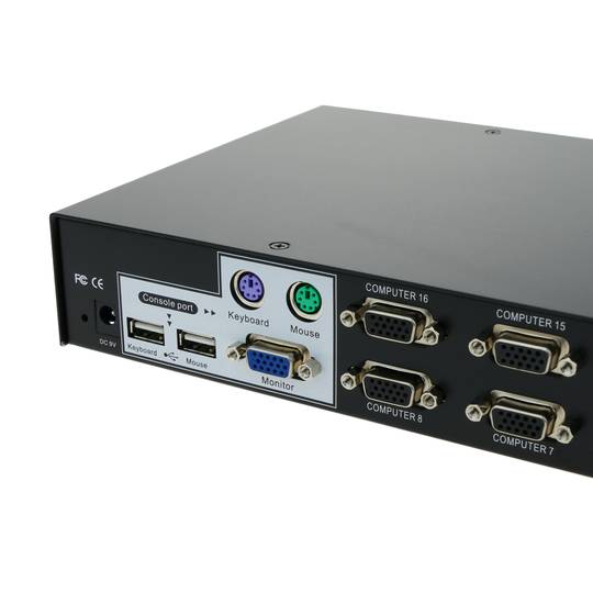 1U Rack Uniclass KVM Switch USB PS2 VGA 1KVM to 16CPU