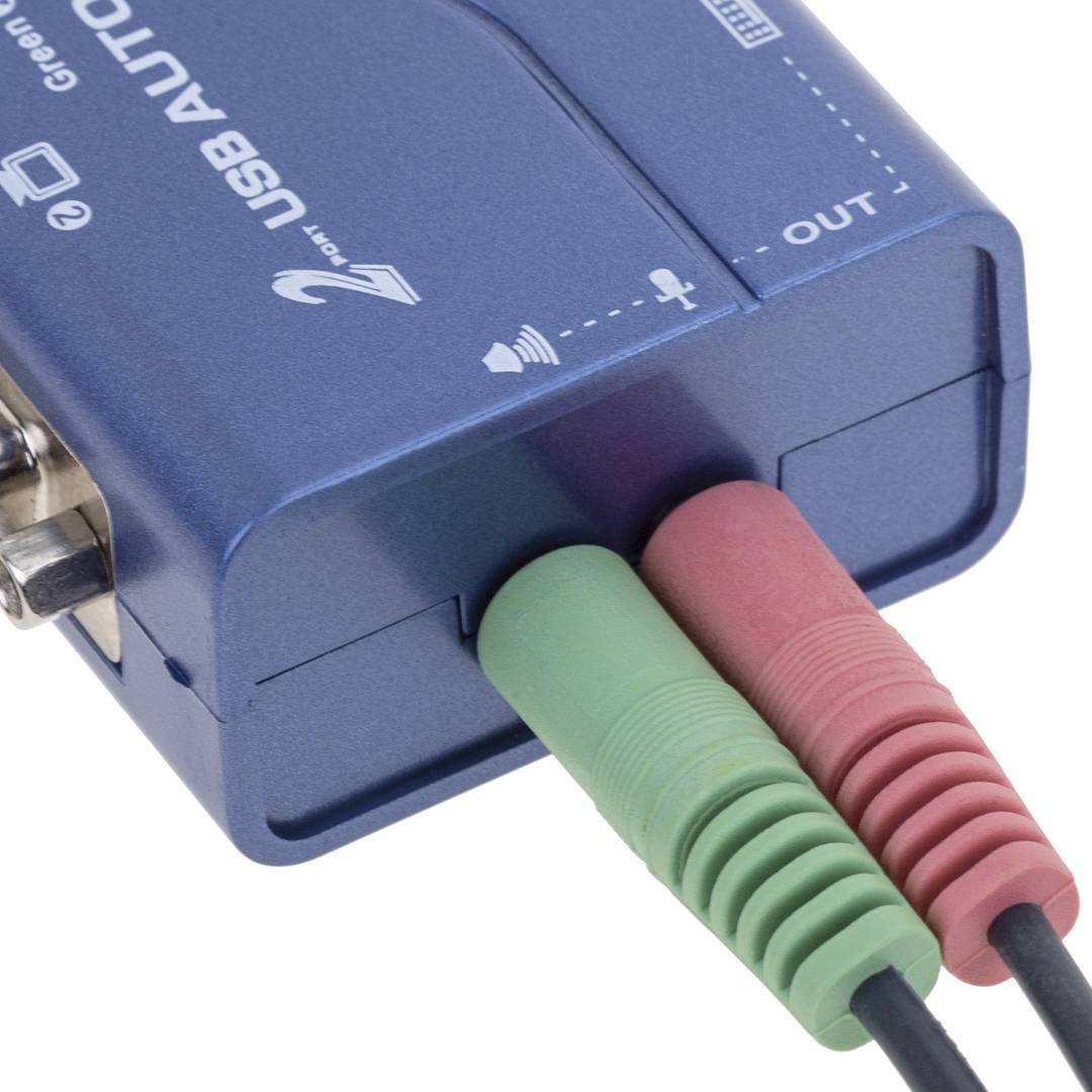 Switch KVM USB VGA ÁUDIO 1KVM para 2CPUs mini