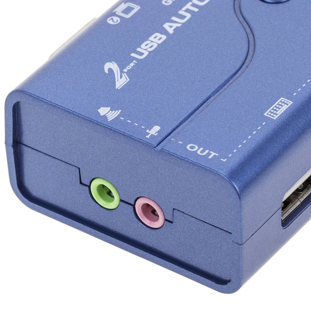 Switch KVM USB VGA ÁUDIO 1KVM para 2CPUs mini