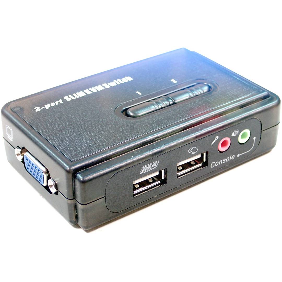 Uniclass USB KVM Switch VGA AUDIO 1KVM ein Mini 2CPU