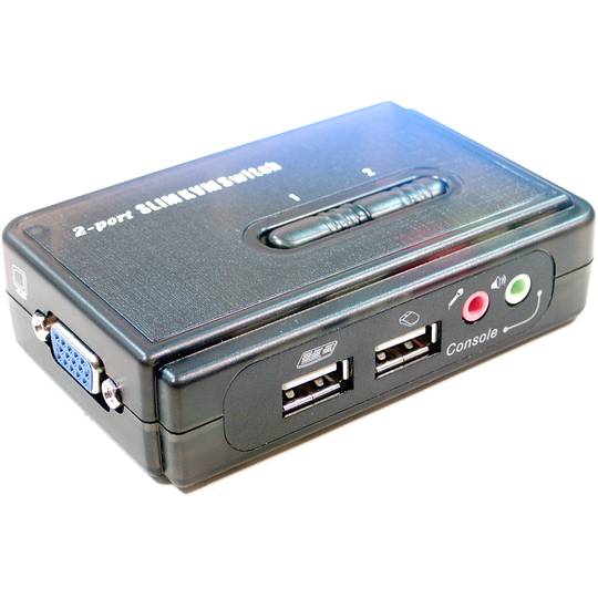 Uniclass USB KVM Switch VGA AUDIO 1KVM ein Mini 2CPU
