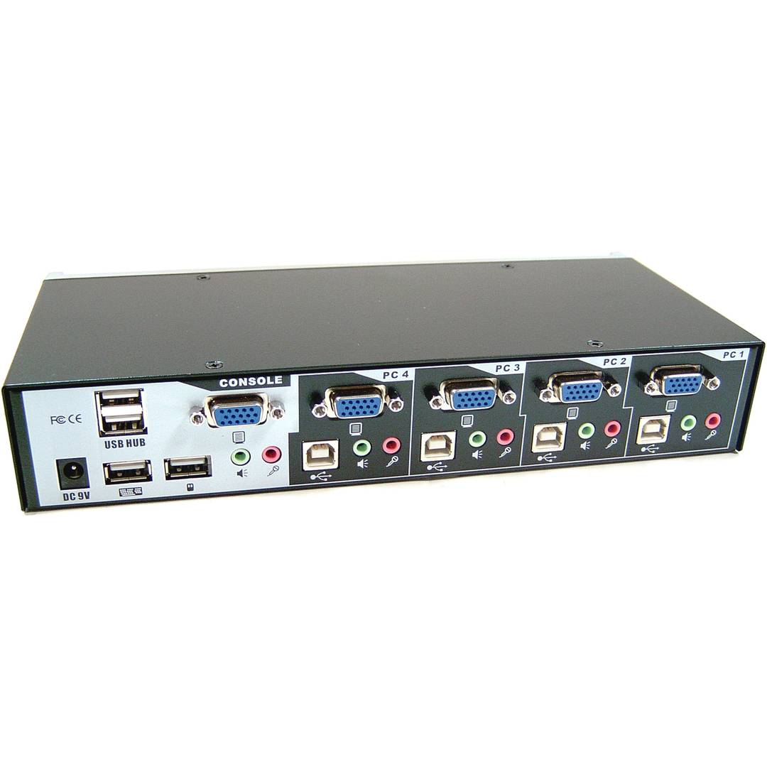 KVM Switch VGA AUDIO USB2 Uniclass 1KVM para 4CPU
