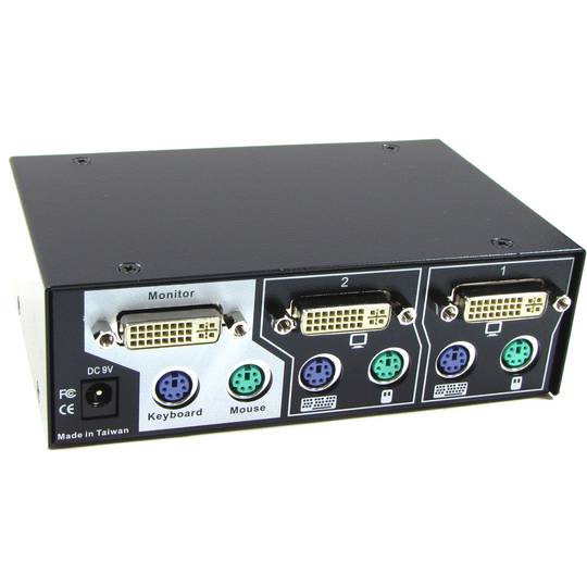 Commutateur KVM PS2 DVI 1280x1024 Uniclass 1KVM à 2CPU