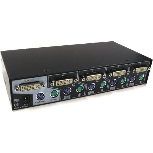 Conmutador KVM Uniclass de PS2 DVI 1280x1024 1KVM a 4CPU