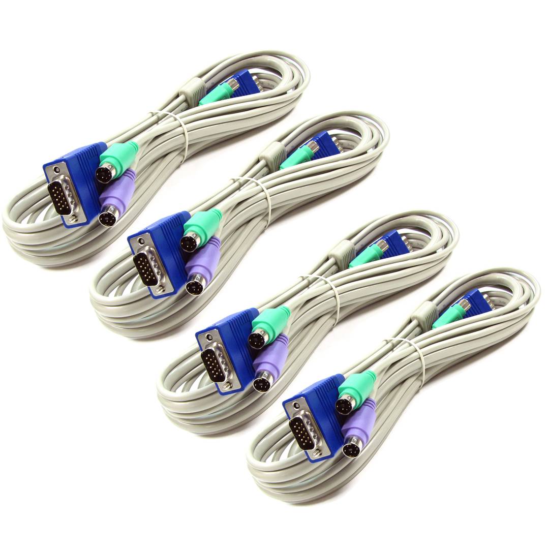 PS2 KVM Switch Uniclass VGA 4CPU 1KVM para vídeo duplo