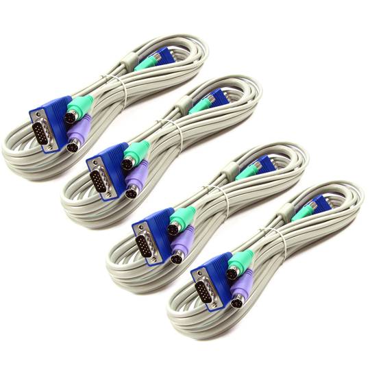 PS2 KVM Switch Uniclass VGA 4CPU 1KVM para vídeo duplo