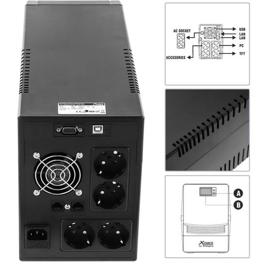 SW-PRO 2200VA 1400W sinusvormige lijn UPS met 4 schuko