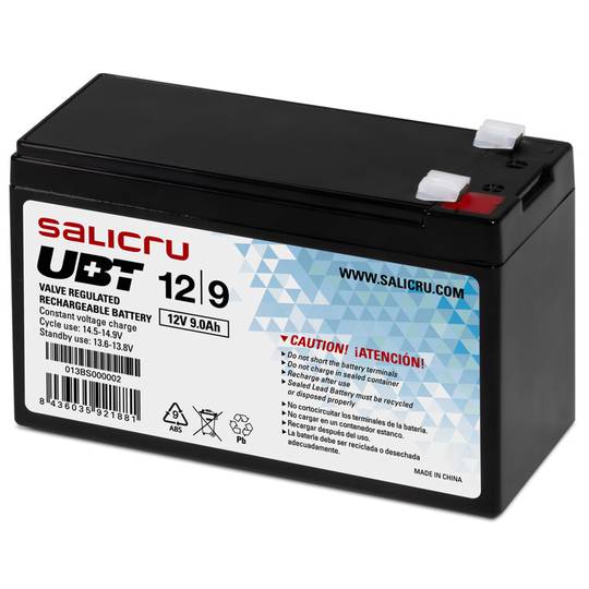 Bateria AGM recargable para SAI de 12V y 9Ah de Salicru
