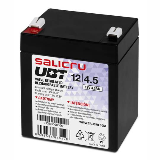 Bateria AGM recarregável para UPS Salicru 12V e 4,5Ah 013BS000006