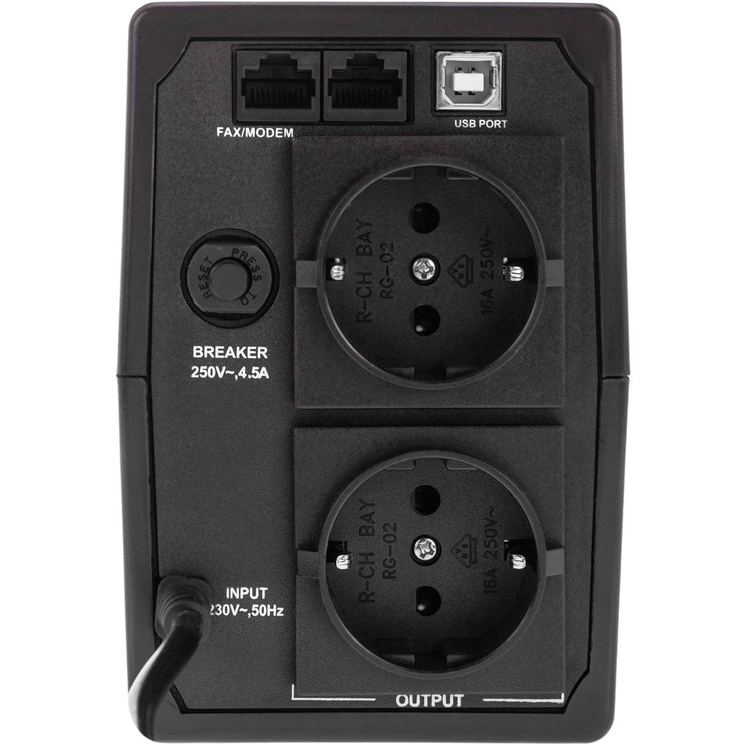SAI Sistema de Alimentación Ininterrumpida de línea interactiva de 650VA 390W con 2 schuko