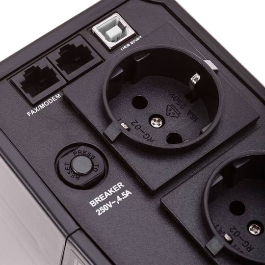 SAI Sistema de Alimentación Ininterrumpida de línea interactiva de 650VA 390W con 2 schuko