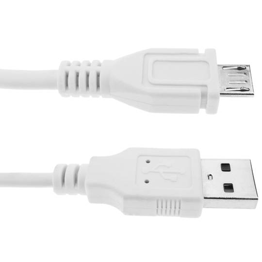 Cable USB 2.0 A Micro USB mascle blanc 3m