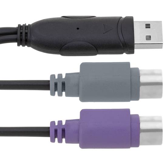 USB to PS2 (1 x USB-A male to 2 x 6-pin MiniDIN female)
