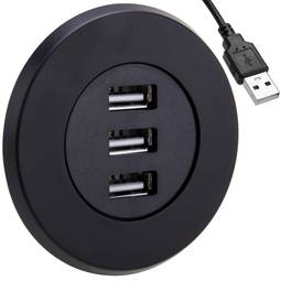3-Port USB 2.0 Hub für Desktop schwarz