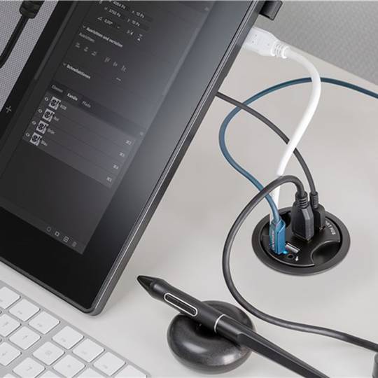 Concentrateur USB 2.0 à 3 ports avec audio et micro pour bureau noir