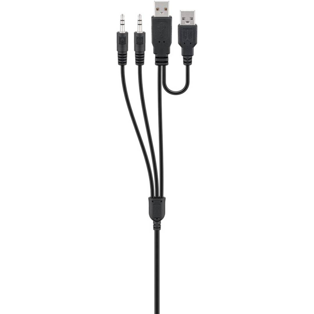 Concentrateur USB 2.0 à 3 ports avec audio et micro pour bureau noir