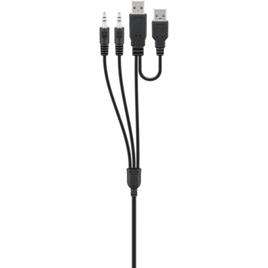 Concentrateur USB 2.0 à 3 ports avec audio et micro pour bureau noir