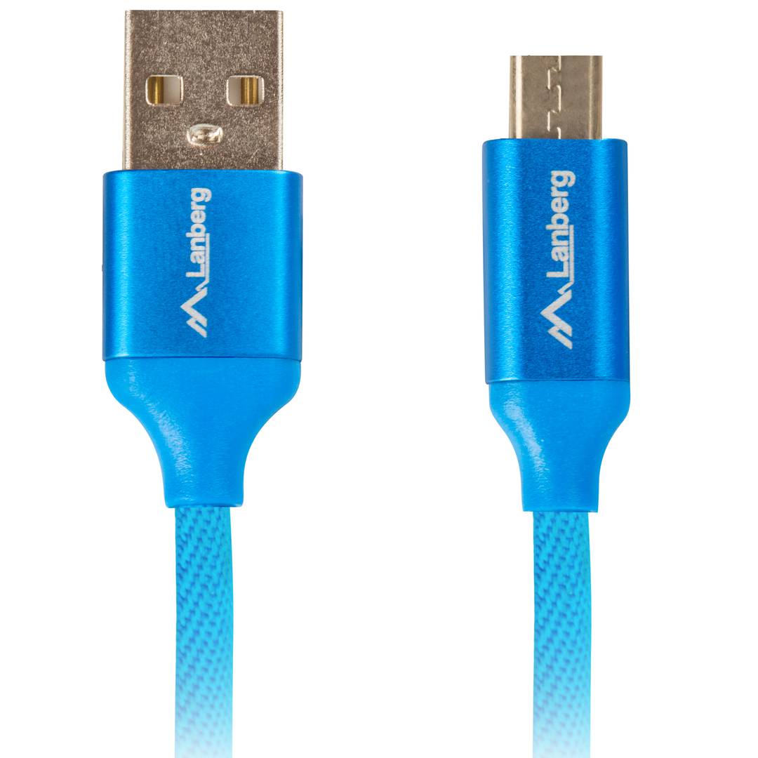 Lanberg Micro-USB A naar USB A Kabel 1.8m Blauw CA-USBM-20CU-0018-BL