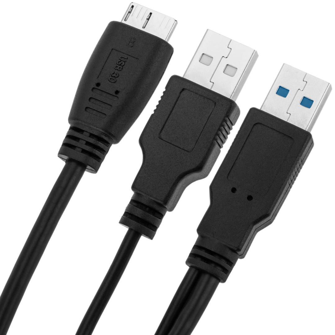 SuperSpeed USB 3.0 Cable double alimentation (2AM/MicroUSB-M) 60cm -  Cablematic