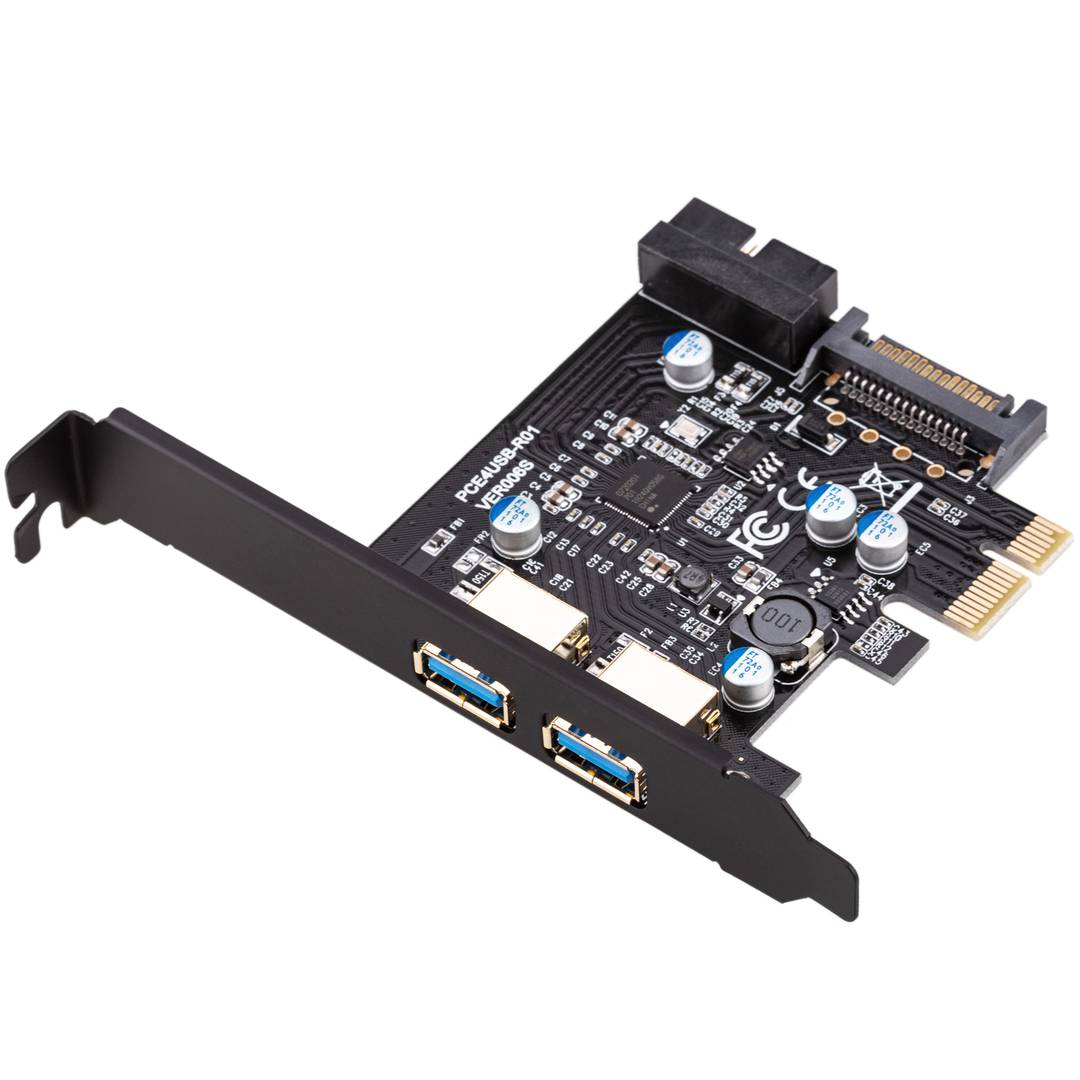PCI Express 2 Port USB 3.0 PCI-E Card Adapter 3.5" Front Panel for Win 7/8/XP 