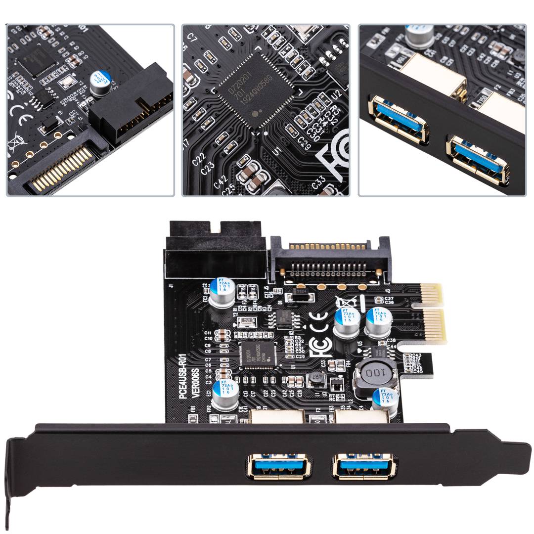 Pcie To Superspeed Usb 3 0 Card With 2 External Ports And 1 Internal 19 Pin Cablematic