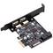 Scheda PCIe SuperSpeed USB 3.0 con 2 porte esterne e 1 interna a 19 pin