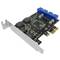 Tarjeta PCIe con 2 conectores internos USB 3.0 de 19 pines