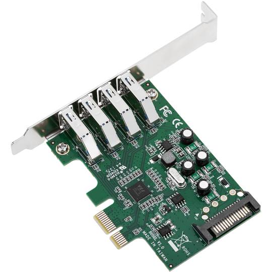 PCI-Express naar SuperSpeed USB 3.0-kaart met 4 externe poorten