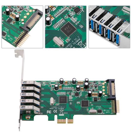PCIe to SuperSpeed USB 3.0 carte avec 2 ports externes et 1 interne à 19  broches - Cablematic