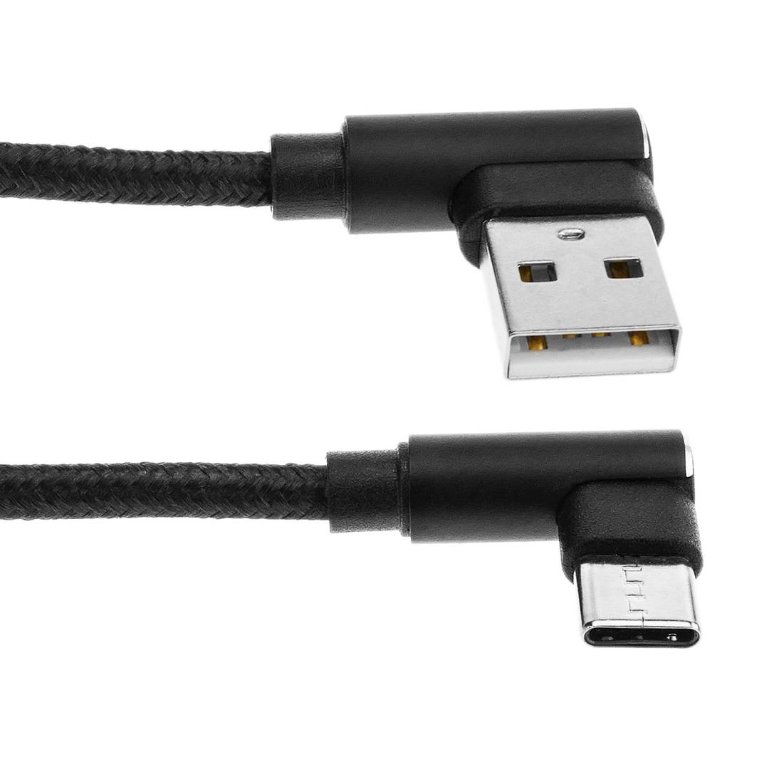 Cable USB A 2.0 angled to USB C angled 1m braided