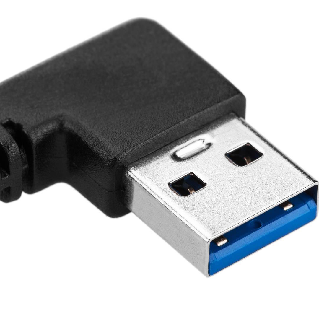 Cable USB-C 3.1 male angled to USB-A 3.1 male angled 2 m black color