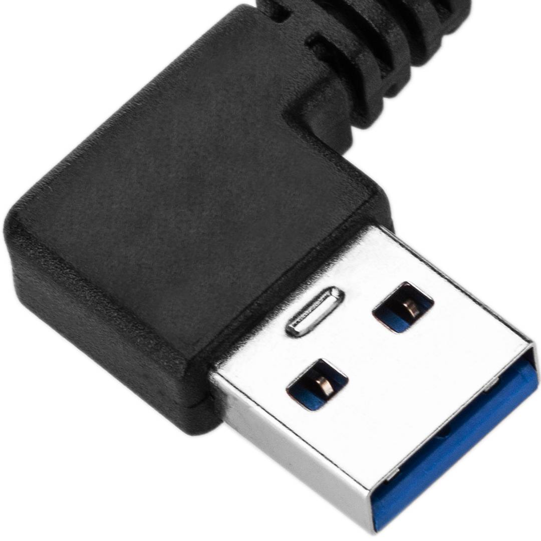 Cable USB-C 3.1 male angled to USB-A 3.1 male angled 2 m black color