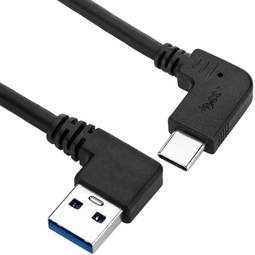 Kabel USB-C 3.1-Stecker abgewinkelt zu USB-A 3.1-Stecker abgewinkelt 3 m schwarze Farbe