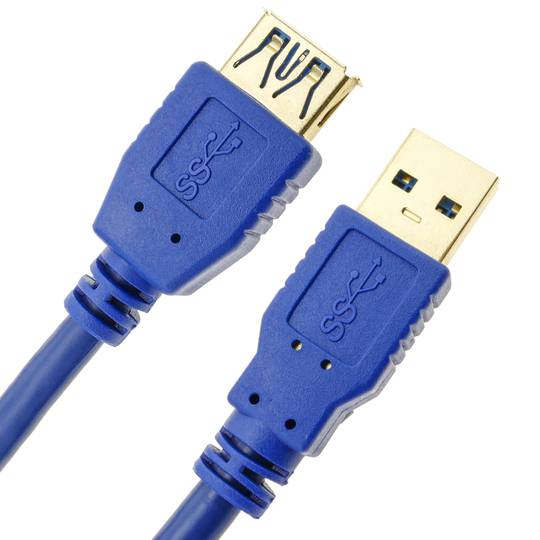 Cabo extensão USB 3.0 de 3 m Tipo-A macho para fêmea azul