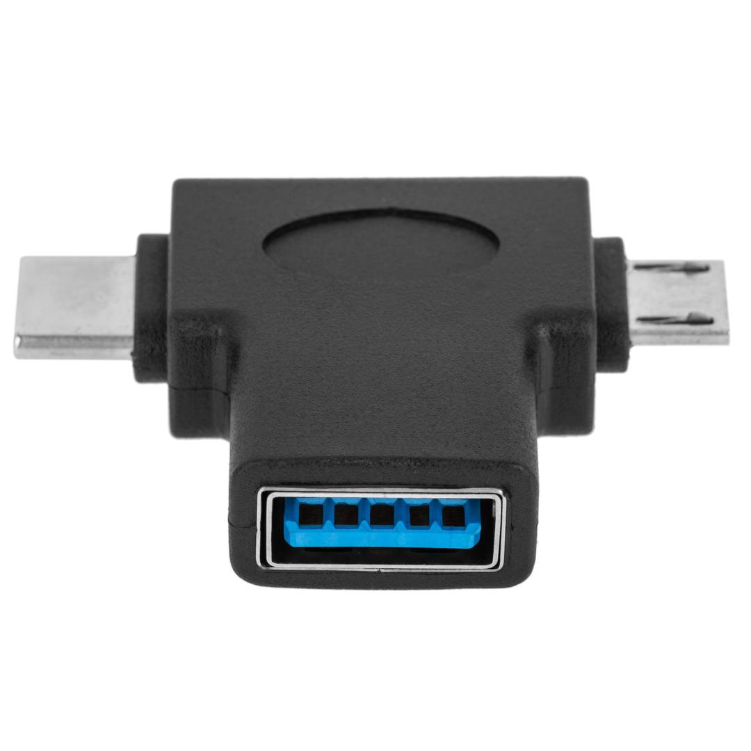 Adaptateur USB 3.0 en forme de T vers MicroUSB et USB TypeC Cablematic Adaptateur USB 3.0 en forme de T vers MicroUSB et USB TypeC Cablematic