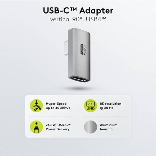 Abgewinkelter 90º USB-C 3.0 Adapter (C Stecker auf C Buchse)