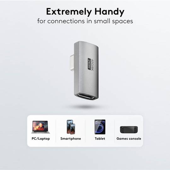 Abgewinkelter 90º USB-C 3.0 Adapter (C Stecker auf C Buchse)