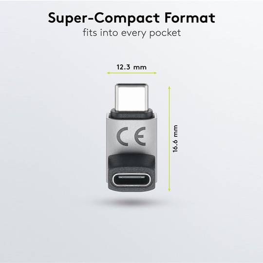 Pionowy kątowy adapter 90º USB-C 3.0 (C męski na C żeński)