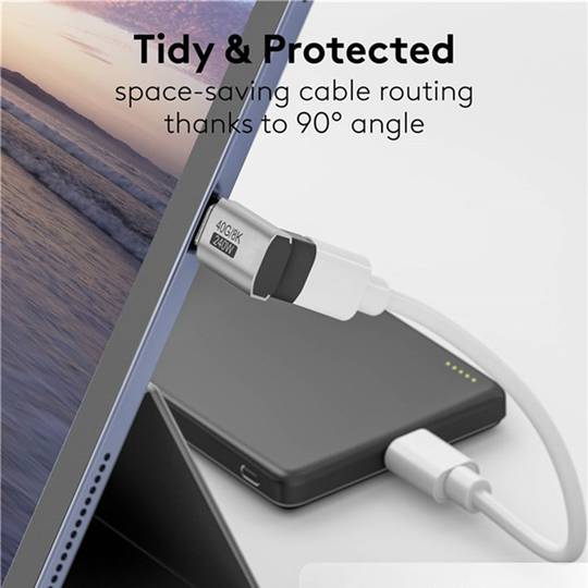 Pionowy kątowy adapter 90º USB-C 3.0 (C męski na C żeński)