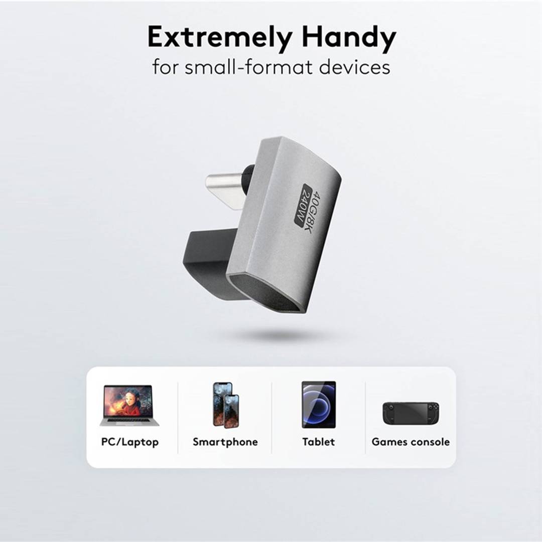 Pionowy kątowy adapter 90º USB-C 3.0 (C męski na C żeński)