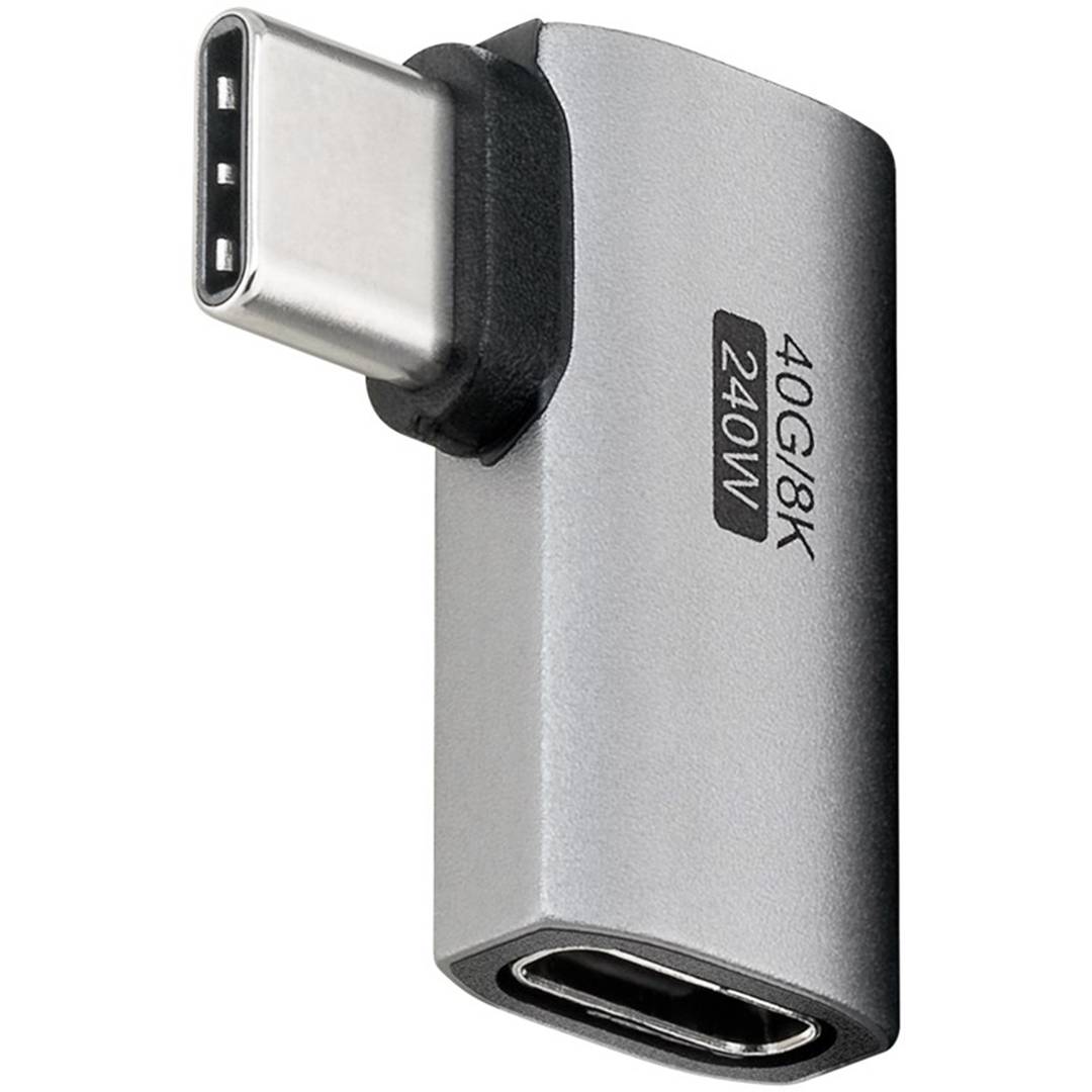 Horizontale haakse USB-C 3.0 adapter 90º (C mannelijke naar C vrouwelijke)