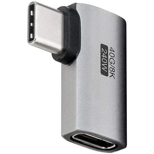 Horizontale haakse USB-C 3.0 adapter 90º (C mannelijke naar C vrouwelijke)