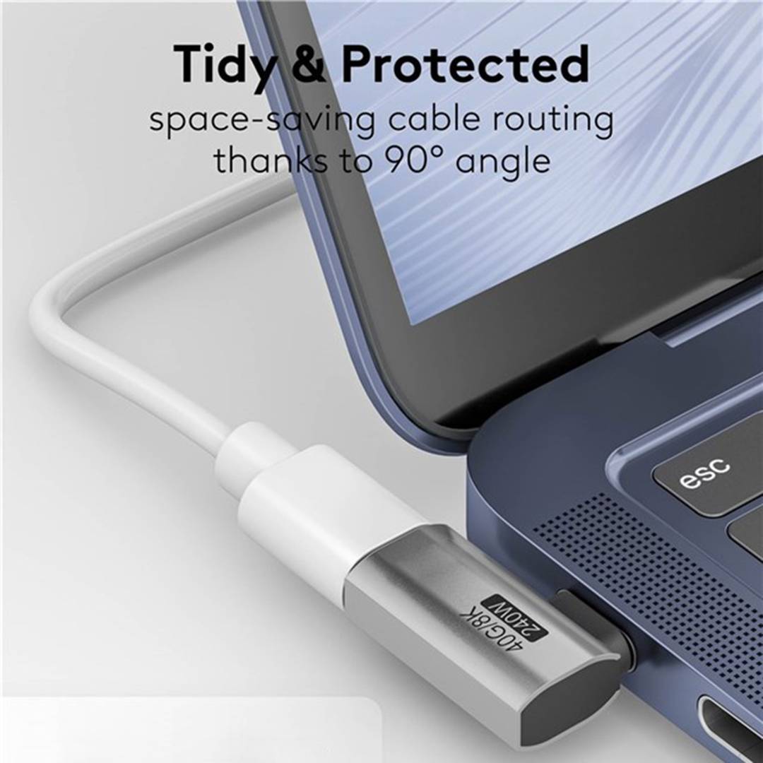 Horizontale haakse USB-C 3.0 adapter 90º (C mannelijke naar C vrouwelijke)