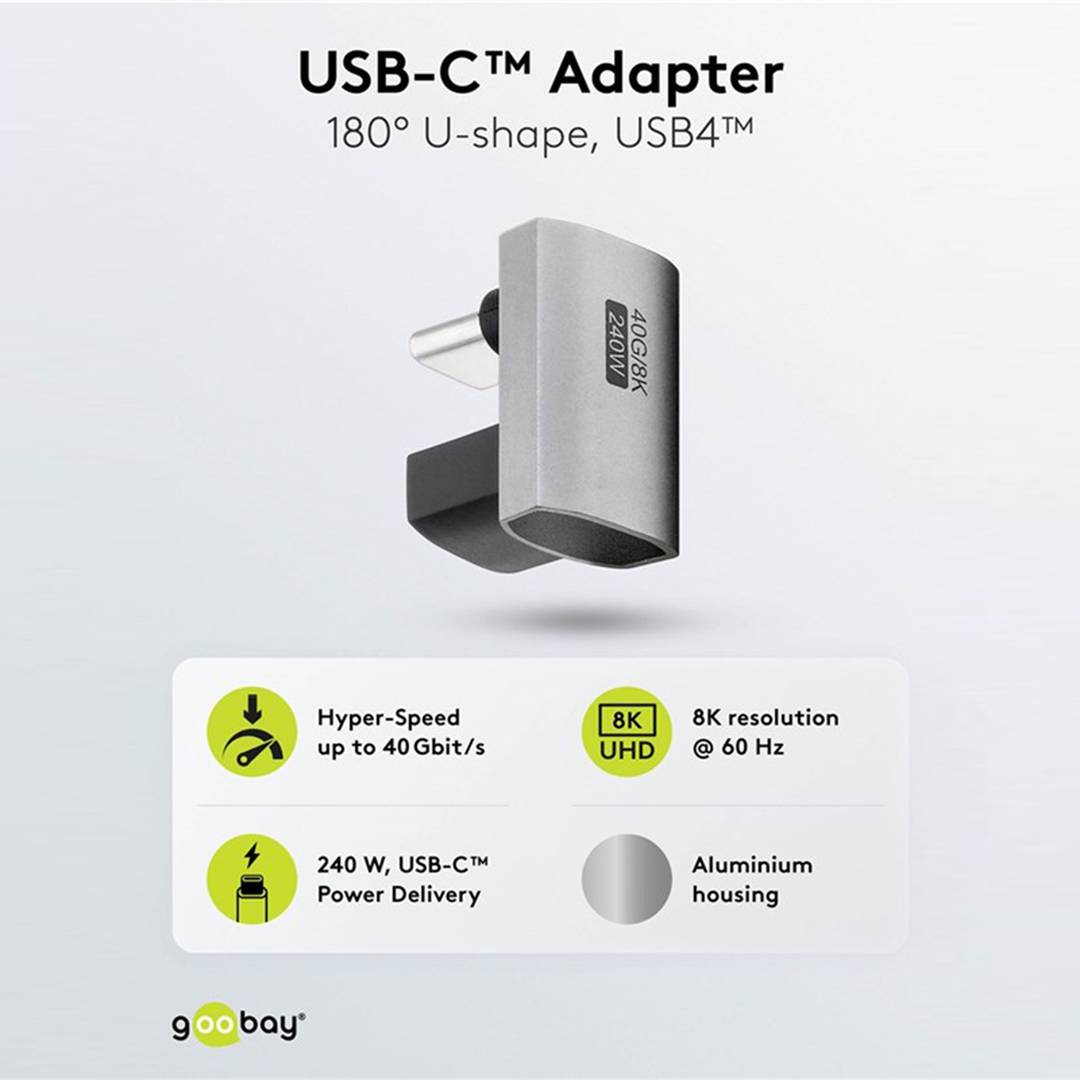 Adaptador corbat 180º USB-C 3.0 (C mascle a C femella)