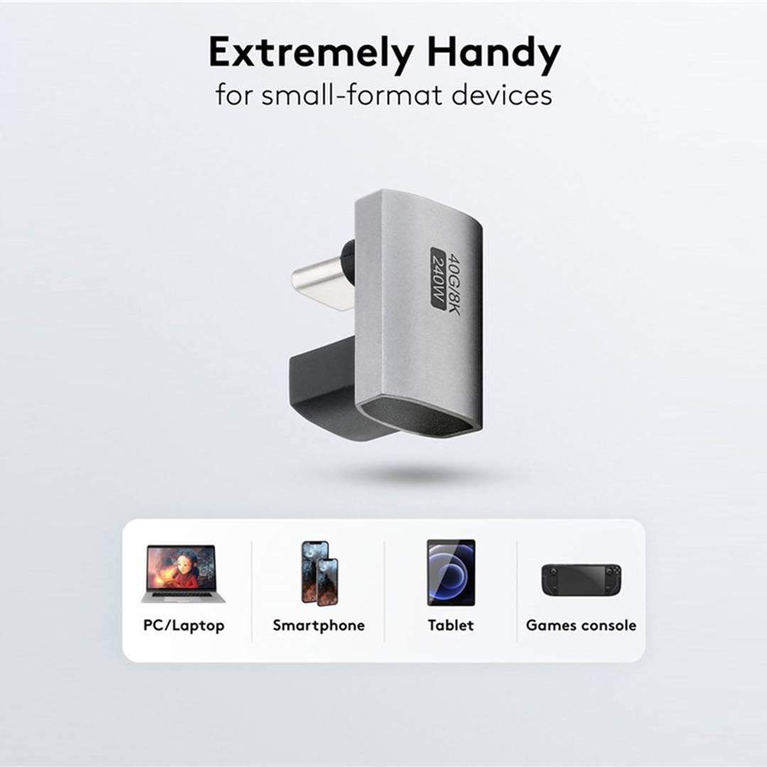 Adaptador corbat 180º USB-C 3.0 (C mascle a C femella)