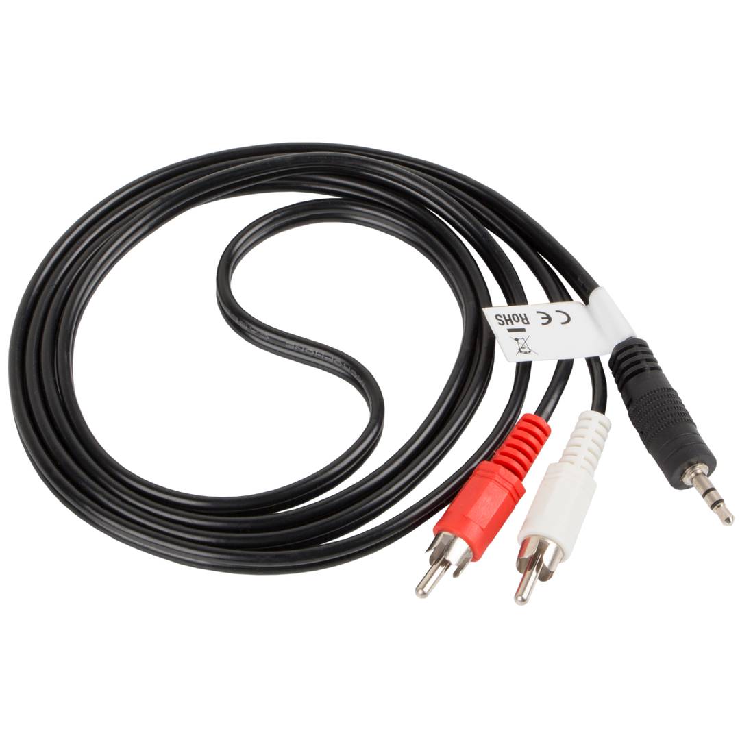 Cable estéreo de 1.5 m de Lanberg con un conector macho Jack 3.5 mm a dos conectores macho RCA
